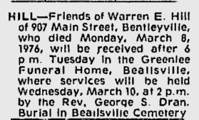Warren E. Hill obit